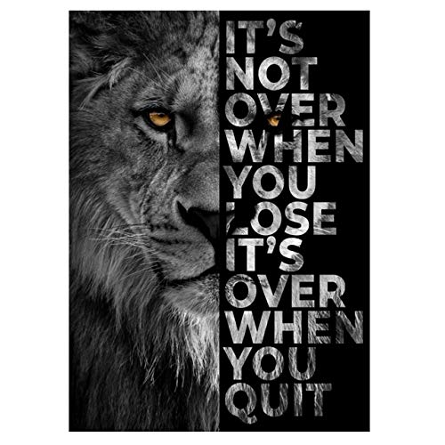 NGHSDO Poster Wild Löwen Brief Motivation Zitat Leinwand Malerei Tiere Poster und Drucke Wandkunst Bilder Für Wohnzimmer Home Decoration Bilder (Color : JM503 A, Size (Inch) : 60X80cm Unframed) Cover
