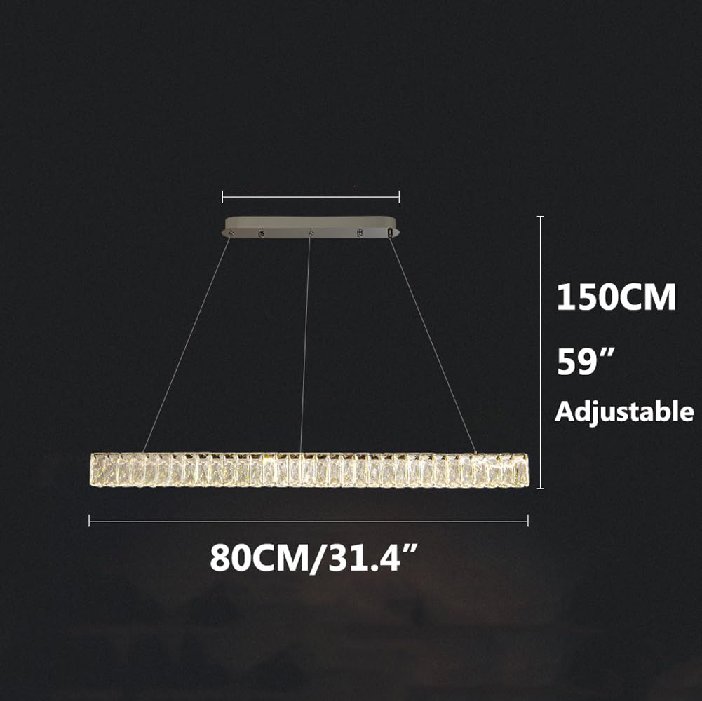 Araña de decoración creativa para el hogar de cristal LED regulable Lámparas lineales modernas para comedor sobre mesa Lámpara colgante de techo de cristal de lujo Lámpara colgante de tira lar