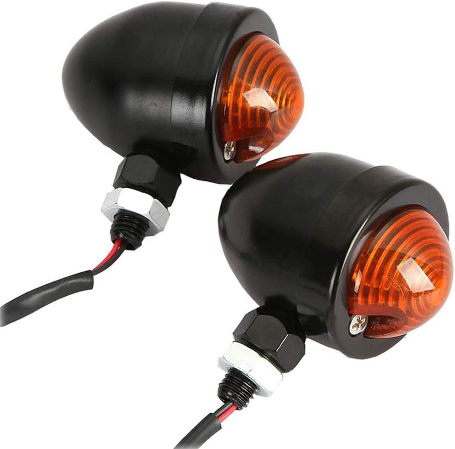 Motorcycle Turn Signals 2pcs Chrome Front Rear Turn Signals 12V with Bullet Shape and Amber Lights Fit Universal Fit for Harley Honda Yamaha Dukati Suzuki Kawasaki