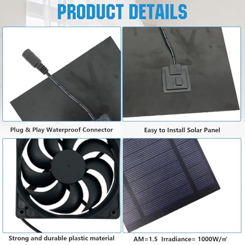 Ventilador solar para casa de perro y gallinero extractor de aire exterior 4