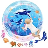 Faburo Medium Tummy Time Water Mat for Babies, L Baby Water Play Mat, Infant Water Sensory Baby Tummy Time Play Mat for 3 6 9 12 Months Toddlers (23in M)