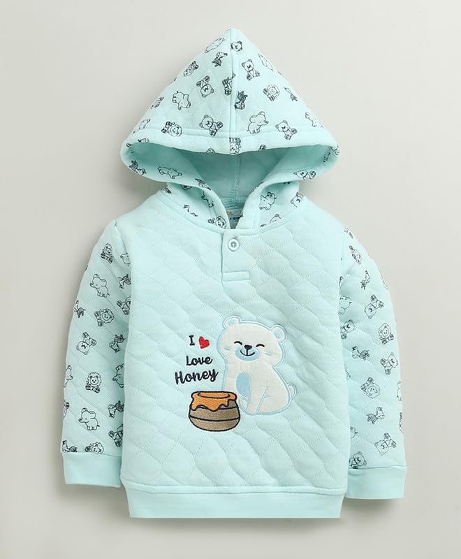 Image of BUMZEE Baby Boys Regular Fit Full Sleeves Hooded Polyfill Winter Set