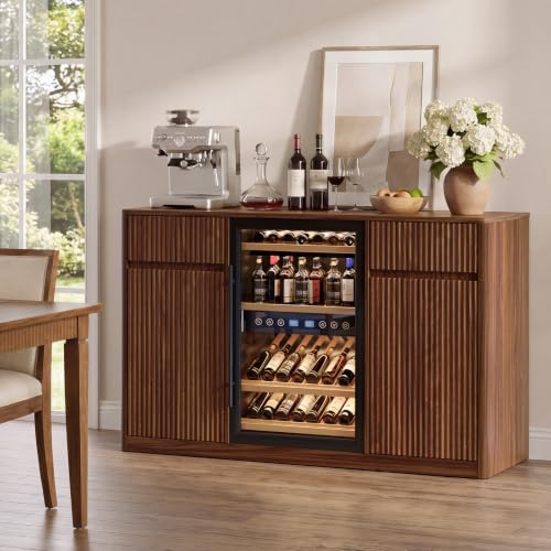 VMU 53-Inch Fluted Walnut Bar Cabinet