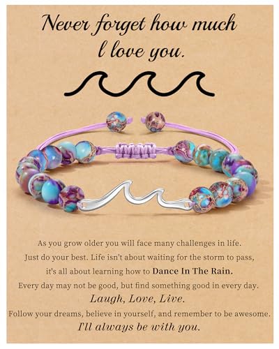 Sistble Wave Bracelet for Women, Inspirational Gifts for Women Natural Stone Beaded Bracelets Spiritual Get Well Soon Encouragement Gifts Wave Jewelry Birthday Gift Ideas