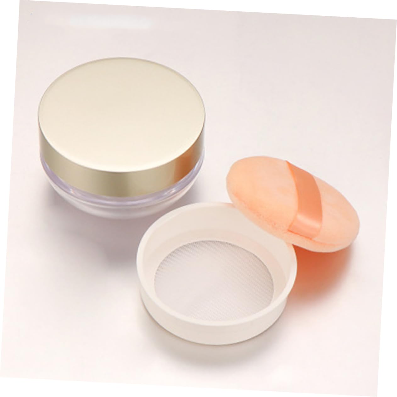 NOLITOY Travel-friendly Elastic Mesh Powder Box Makeup Powder Container Portable Case Design Great for Daily Use