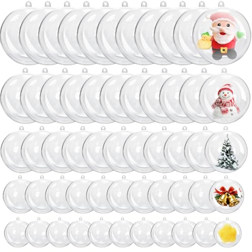 50 Pcs Clear Plastic Fillable Ornaments,5 Different Sizes Transparent DIY ...