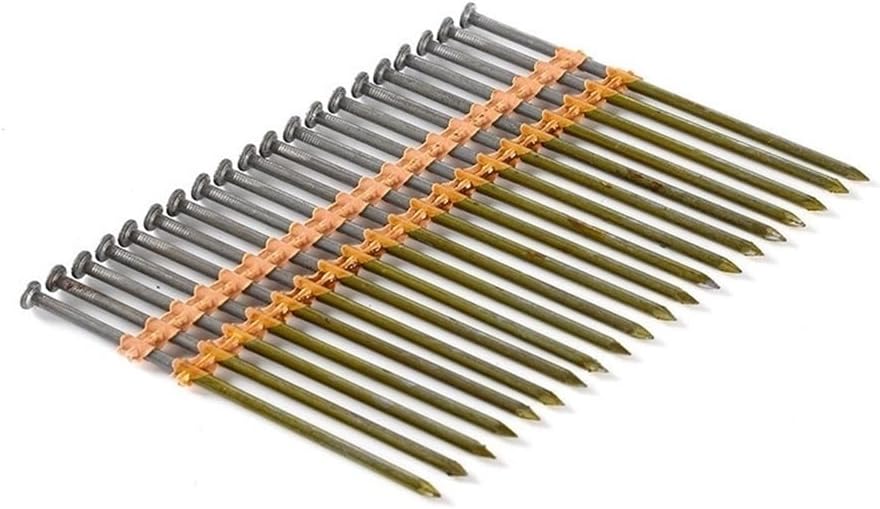 21 Degree Electric Galvanized Nail, 91mm Smooth Head Plastic Shank, Strip Nails for Wood Construction 250pcs