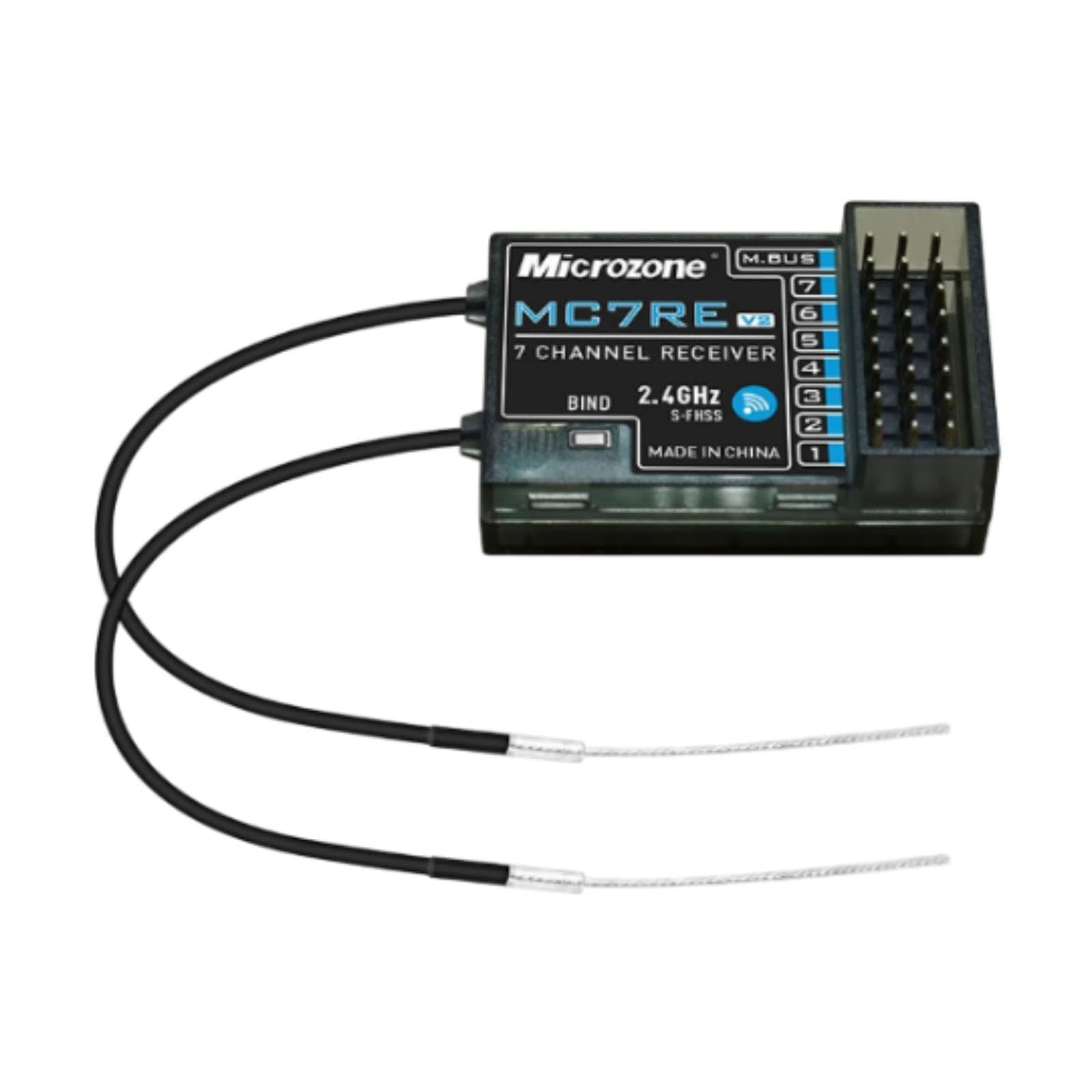 MC7RE V2 - Receptor de 7 canales de 2.4 GHz para drones y cuadricópteros Microzone SFHSS System RC