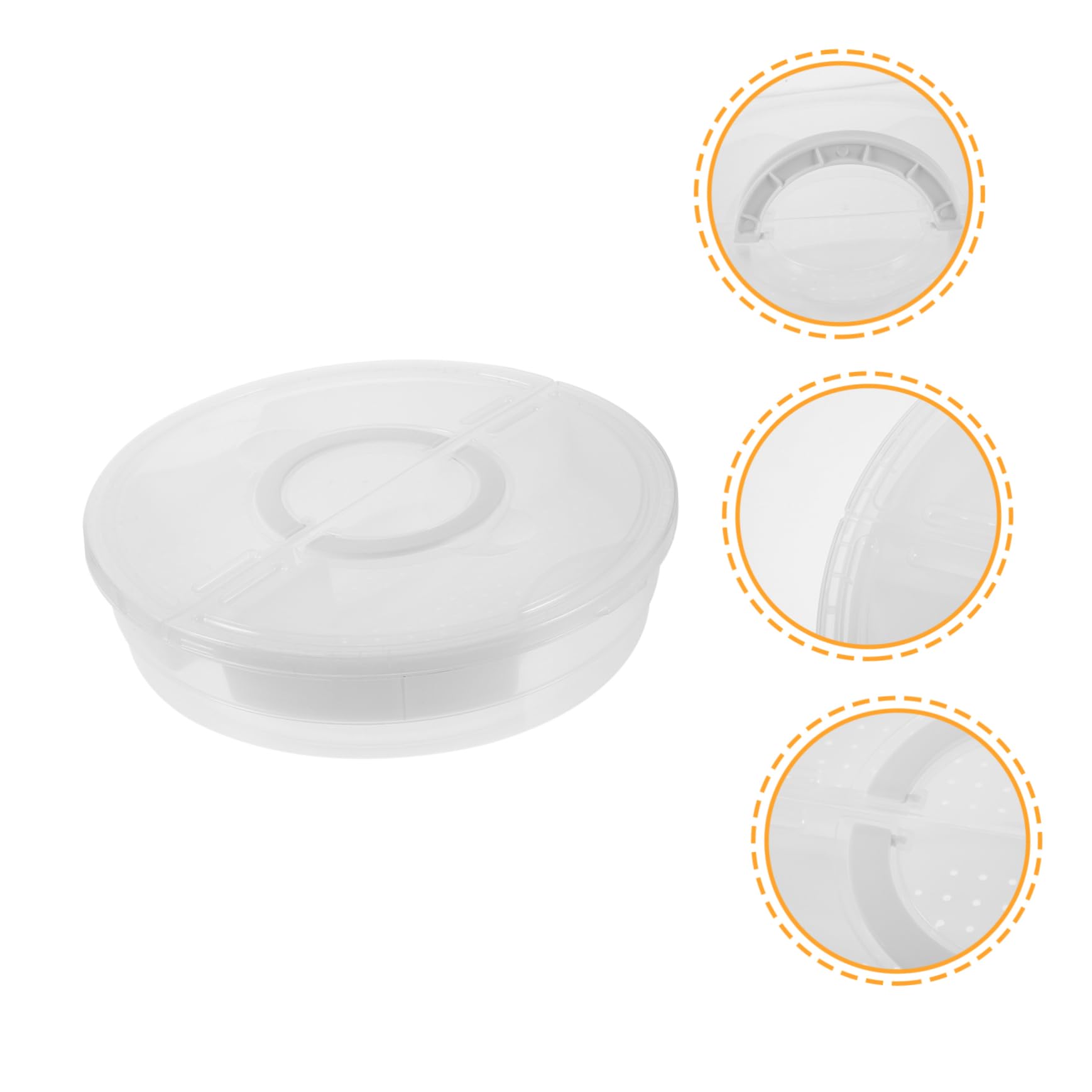 STOBAZA Large Round Storage Box Lid Pizza Slice Carrier Reusable Pie Box for Outdoor Events