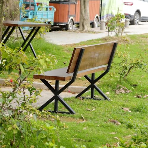 Image of Solid Wood Outdoor Bench with Backrest | Wooden Garden Bench | Sheesham Wood Patio, Balcony & Park Seating Furniture