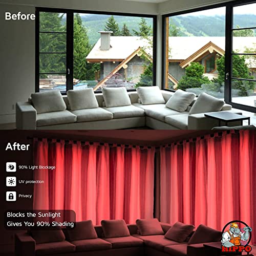 Image of HIPPO Polyester Waterproof Rain Protection Curtains for Outdoor Balcony UV & Sun Protection Curtain (4.5FTX6FT, WR-MarsalaRed, Pack of 2)