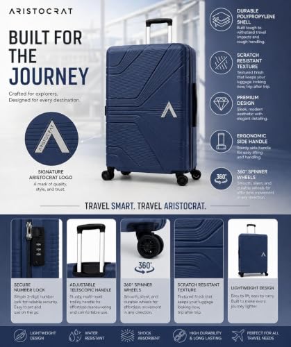Image of VIP Aristocrat Trolley Bag Set, 55 /65 /75 cm, Hardside PP Shell, Dual Wheels, Multi-Stage System, 3-Year Warranty (Navy Blue, Set of 3)