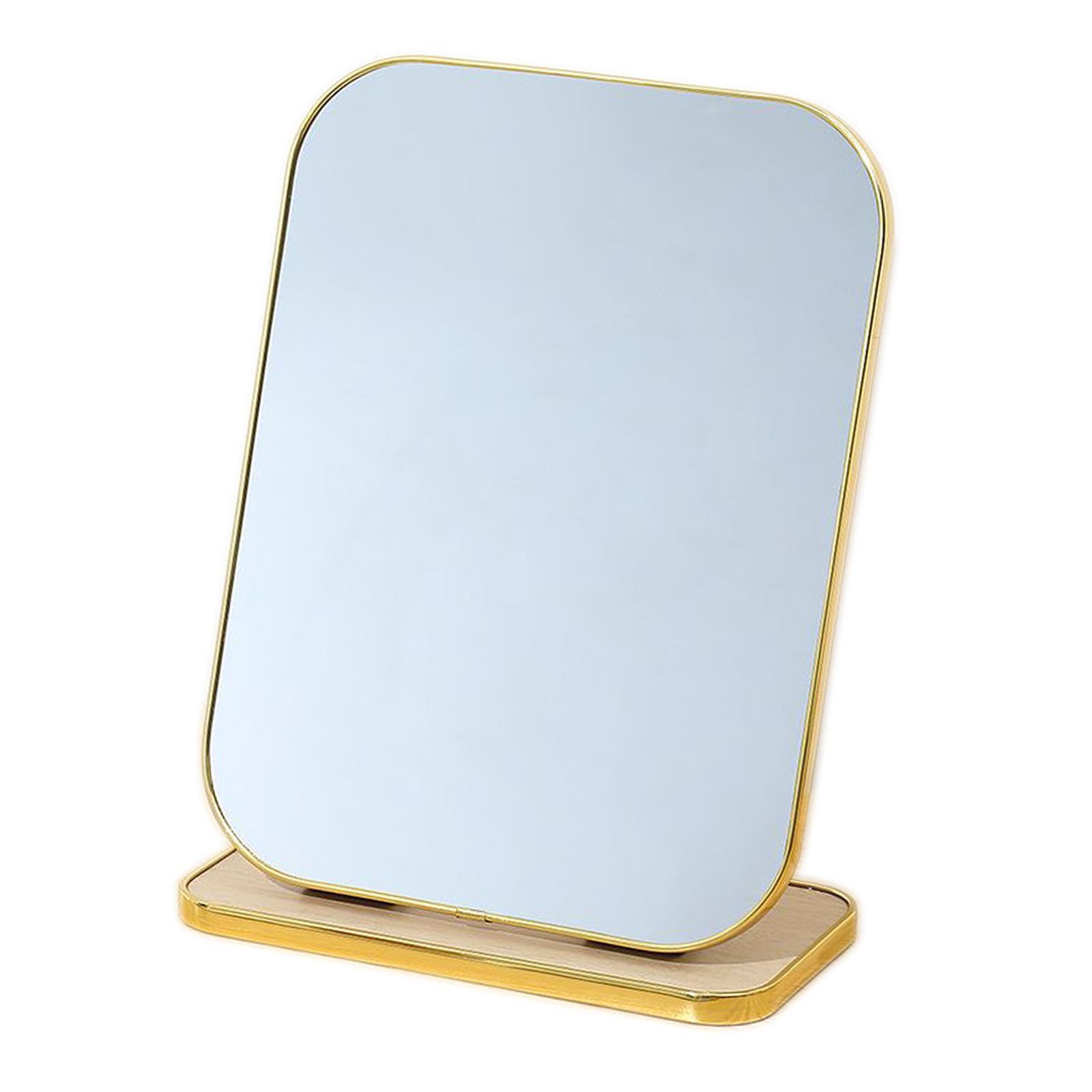 Numjeg Countertop Vanity Mirror Rectangular Gold Tabletop Makeup Mirror ﻿Desktop Foldable Dormitory Home Bedroom Makeup Mirror Tabletop Mirrors for Vanity Dresser, Bathroom