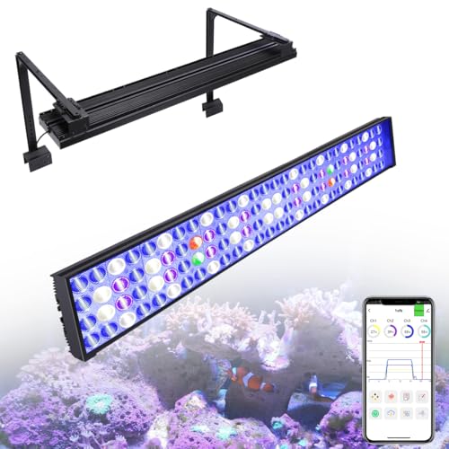 PopBloom H75 WiFi Reef Marine Aquarium Led Lighting Aquarium Plant Light Reef Lighting for Coral Reef SPS/LPS, APP Full Programmable, WiFi Group-Control (1 Lamp with Arm Kit)