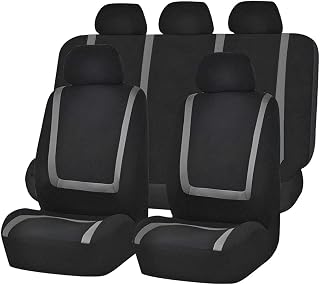 Car Seat Covers, Full Set Split Non-Slip Vehicle Front & Rear Seat Protector, Durable Comfortable Automotive Interior Chair Protective Cover, Universal for SUV Automobile Truck (Black/Gray)