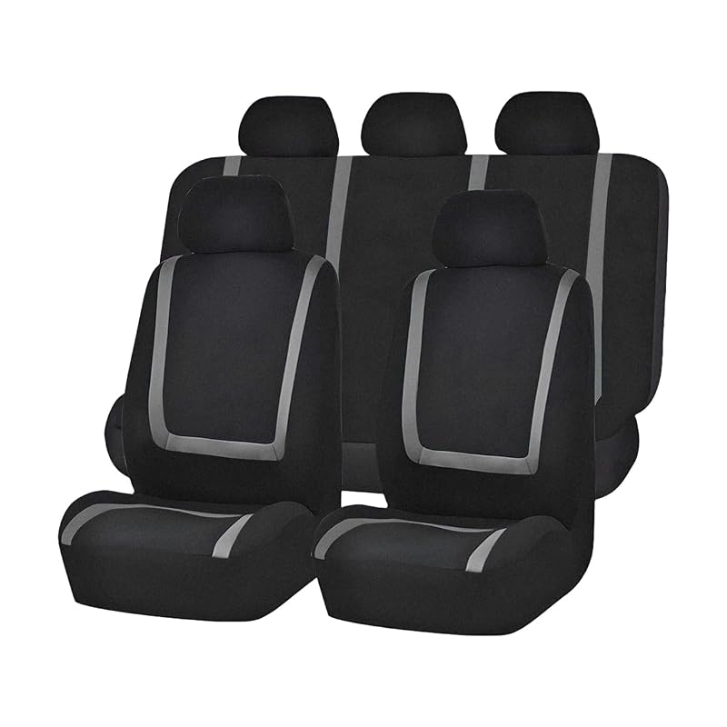 Kit Completo de Capas para Bancos Automotivos Zpana, Tecido Antiderrapante, Preto e Cinza, 9 Peças