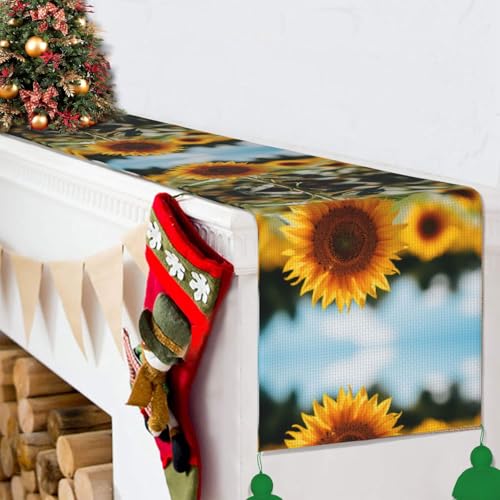 Chemin de table tournesol chic en tissu imprimé de haute qualité pour réception