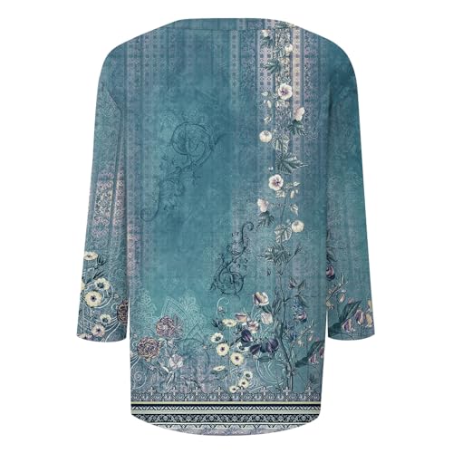 HTHLVMD Womens 3/4 Length Sleeve Tunic Tops Summer Fall Outfits 2025 Three Quarter Sleeve Casual V Neck T Shirts for Women