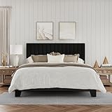 IOILORI Queen Size Bed Frame, Velvet Upholstered Platform Bed with Adjustable Tufted Headboard, Sturdy Frame and Slats, Noiseless, No Box Spring Required, Easy to Assemble, Black