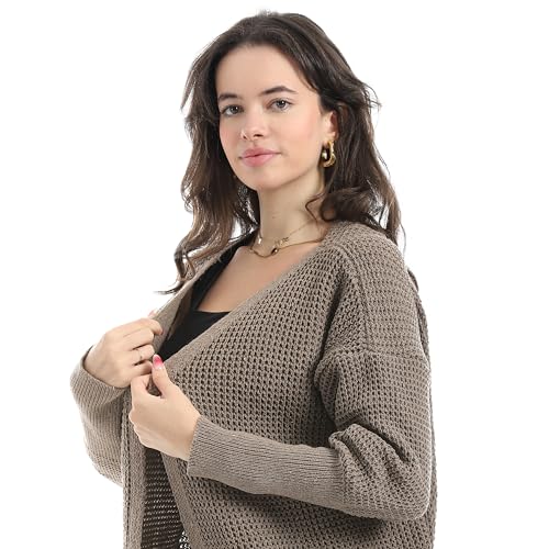 Andora Turned Down Plain Self Pattern WOMEN Sweater Cafe_ One Size