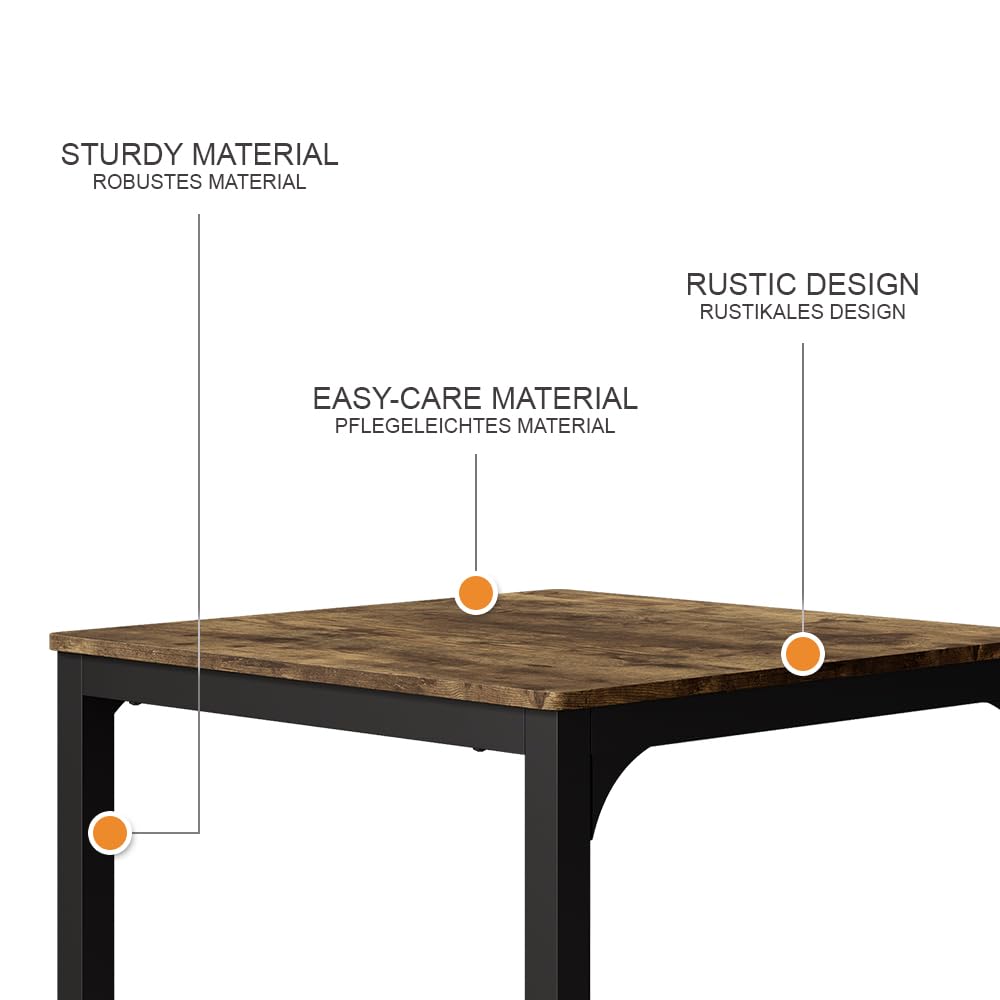 Vicco Table de Salle à Manger Fyrk, Noir/chêne Rustique, 70x70cm, Convient pour Salle à Manger, Cuisine ou espaces extérieurs Couverts