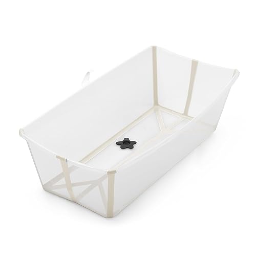 Stokke Flexi Bath XL, beige arena, 31.5 x 15.7 x 9.4 pulgadas, ideal para bebés y niños pequeños, ligero, plegable y fácil de almacenar, cómodo de