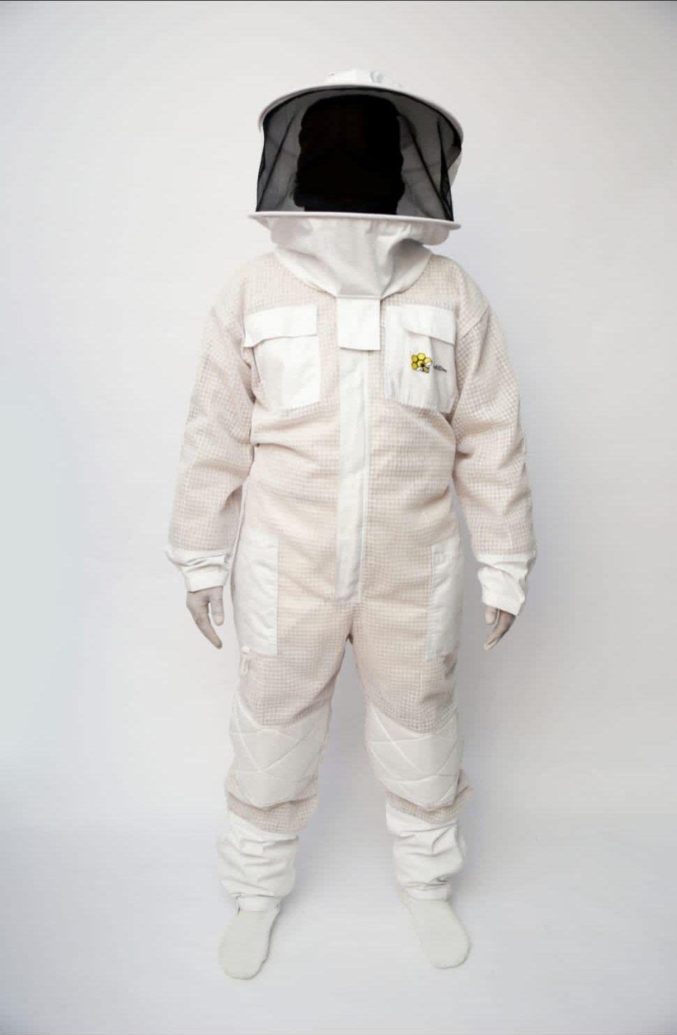 SRVWG - Tuta da apicoltura, ultra ventilata, unisex, protezione per api, 3 strati, velo rotondo, in rete, con guanti in omaggio (grande)