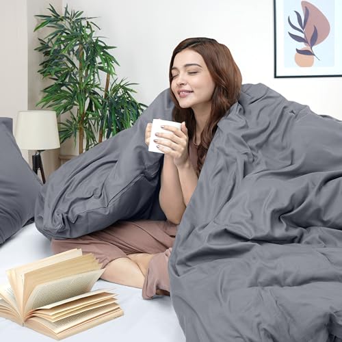 Utopia Bedding Duvet Cover Full Size - 3 Piece with Zipper Closure - 1 Comforter Cover 80X90 Inches & 2 Pillow Shams 20X26 Inches (Pack of 10, Grey) Comforter Not Included