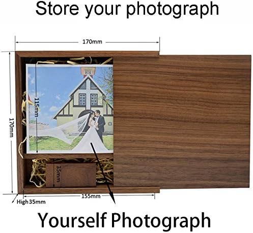 Miniatura 5 de LONMAX Regalos de cumpleaños de boda, unidad flash USB de madera, 16 GB, USB 2.0, unidad de lápiz de disco flash caja de nogal (6.693 x 6.693 x