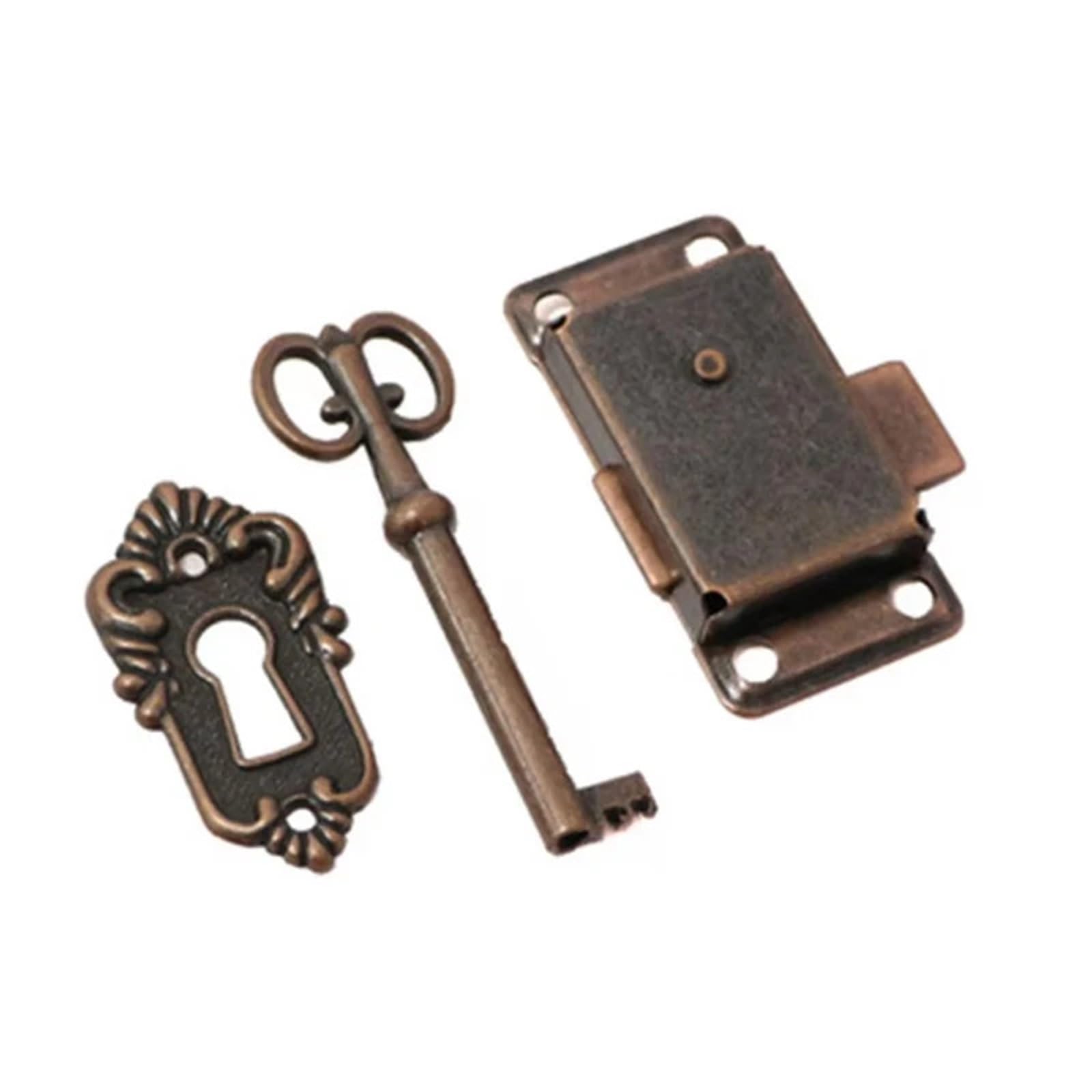 2sets Antique Door Lock Drawer Jewelry Box Cabinet Wardrobe Cupboard Set Key Furniture for Cabinets(Red Bronze)