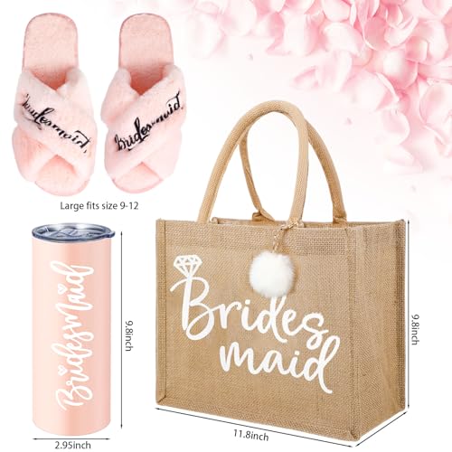 Image of Handepo 5 Pcs Bride Robes for Wedding Day Set Bride to Be Gifts Bridal Shower Gifts Bridesmaid Robe with Slippers Tumbler