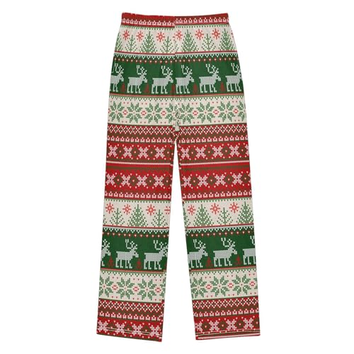 ZZXXB Christmas Moose Tree Boys Long Pants Soft Trousers Elastic Waist Kids Lounge Bottoms with Pockets S-XL