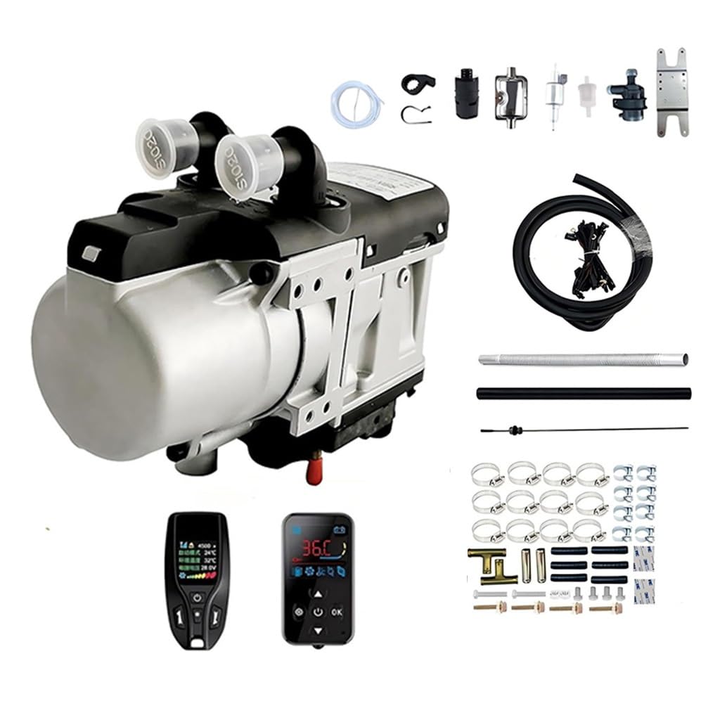 Standheizung Wasser 5,2KW Diesel 12V/24V Hochleistung für Zusatzheizung von LKW-Motoren Bussen und Booten mit Edelstahl-Verdampfer Gehäuse Universelles Heizsystem(12V)