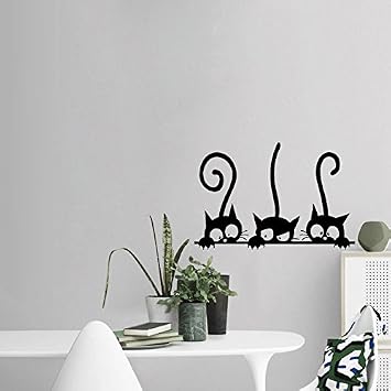 Decaltor Cat Wall Decal - Printed PVC Wall Sticker, Art Deco Wall Decor for Home and Office - Removable, Fade-Resistant Black Vinyl Sheet, 8 x 12