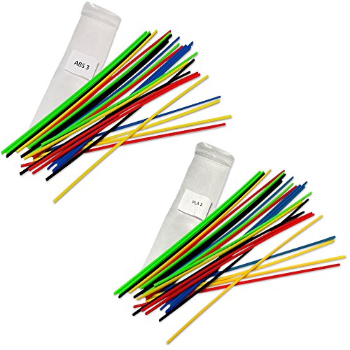 3d Pen filament refill straight plastic, strands, sticks. 5 colors of ABS 3mm and 5 Colors of PLA 3mm - 50 stands, Any 3d pen using 3 mm Filament