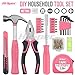 Hi-Spec Tool Set 25pc Pink Household DIY Tool Kit for Women. Small Mini Tool Box Set of Starter Basic Ladies Tools