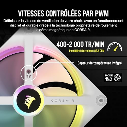 Corsair iCUE Link QX140 RGB à Dôme Magnétique de 140mm Ventilateurs - Double Ventilateurs Kit de Démarrage avec Le Hub du Système iCUE Link - Blanc