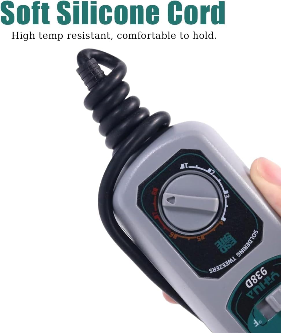 938D Mini Soldering Tweezers Station, 60W 110V Portable SMD Soldering Iron with LCD Display, PID Temp Control, Auto Sleep, Hot Tweezers for Desoldering SMT Components