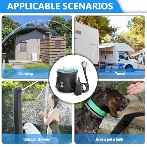 Douche avec pompe rechargeable 6000 mAh pour résoudre le manque d'eau en bivouac