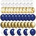 Produktbild Sunshine smile 50 Stück Blau Weiß Gold Konfetti Latex Ballons,Luftballons Helium Hochzeit,Luftballons Helium,Blau Weiß Metallic Ballons (Gold)