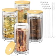 4 Glasses + 4 Straws + 4 Lids