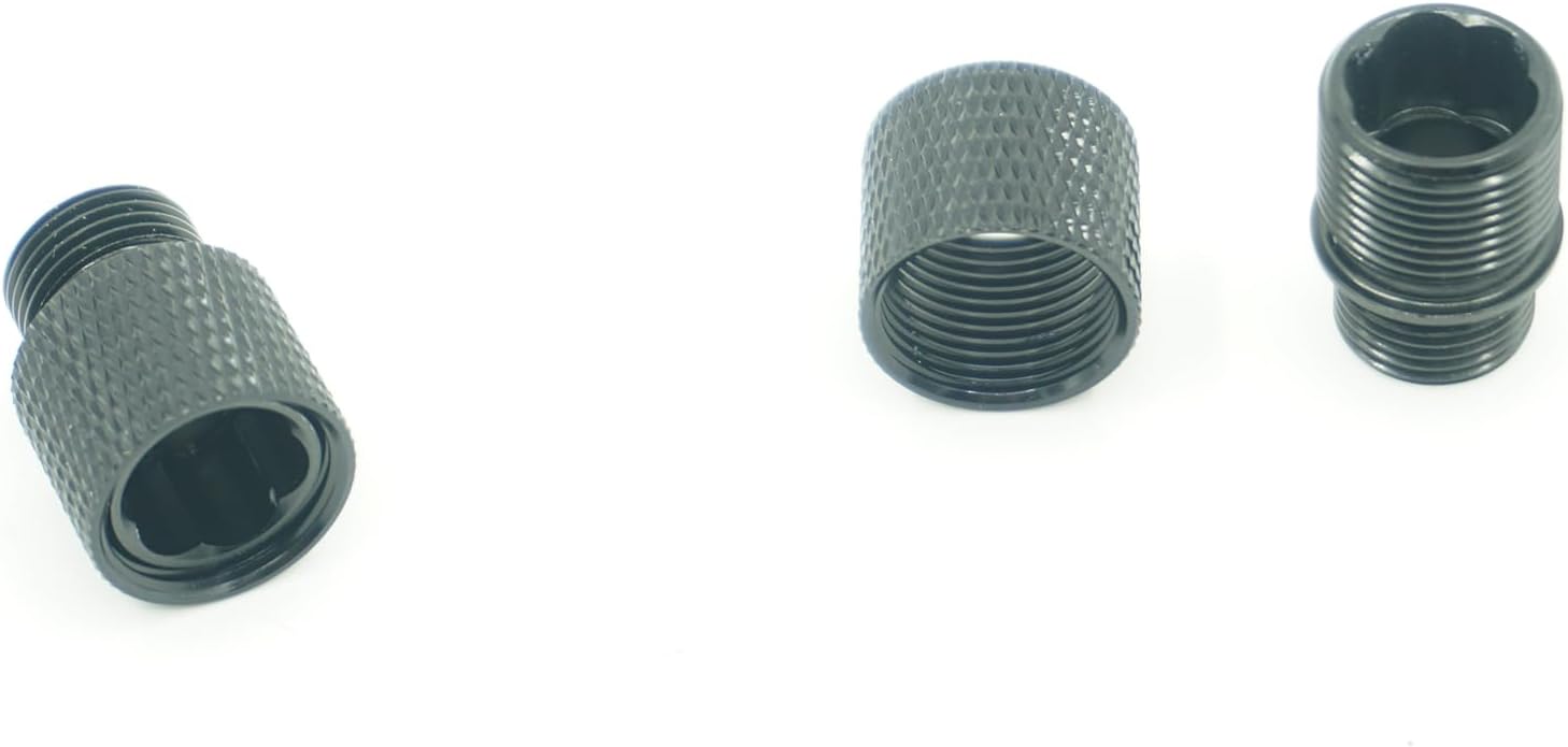 12mm CW - 14mm CCW Extension Tube Tracer Units End Nut Protector Aluminium 12mm Clockwise to 14mm Counterclockwise Thread Converter (2 Black)