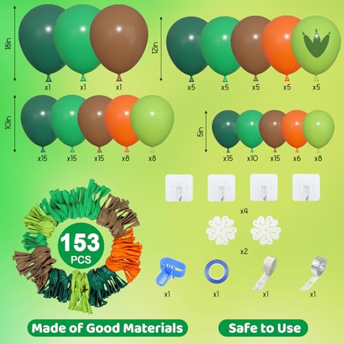 Image of Amandir 153pcs Dinosaur Balloons Arch Garland Kit Different Sizes