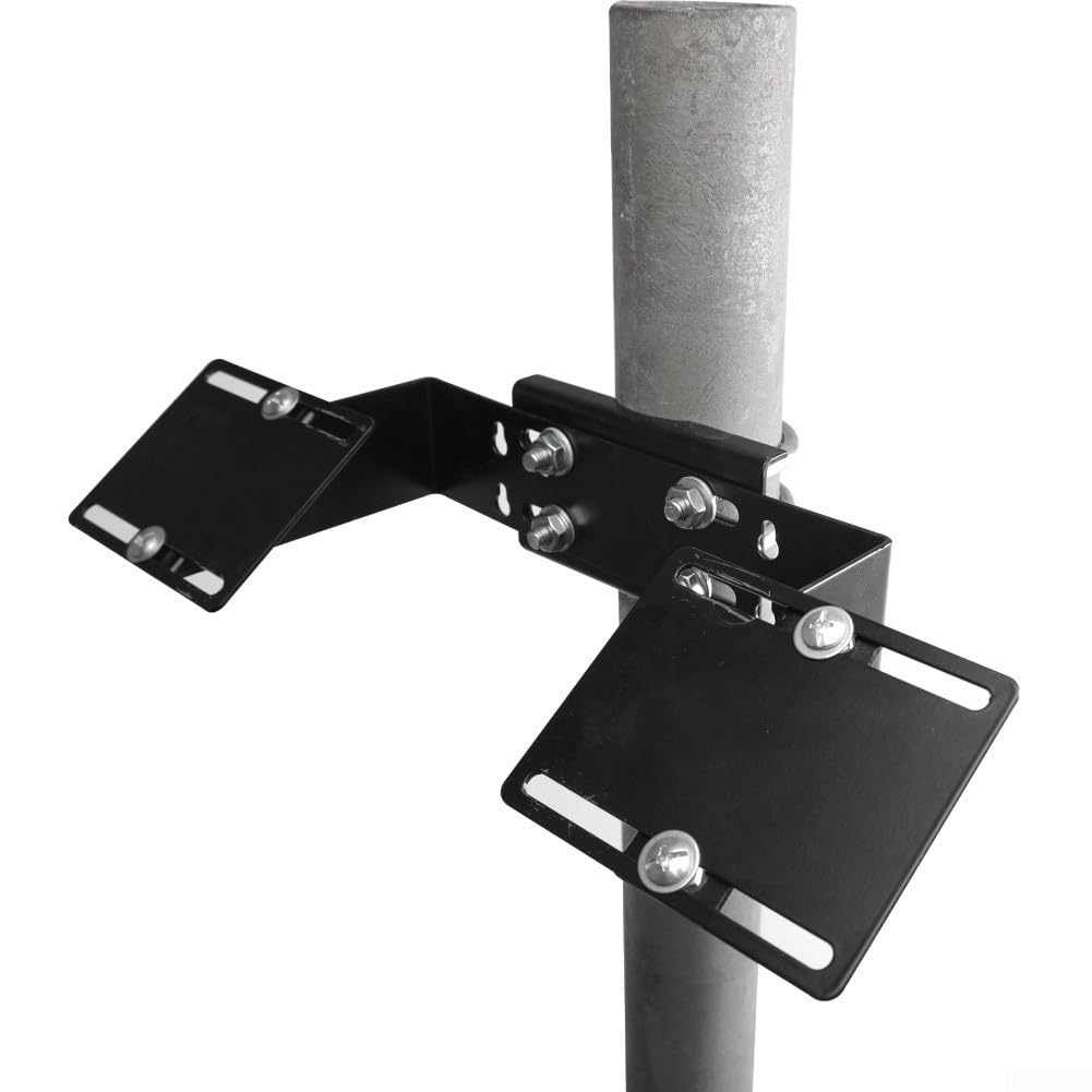 Staffa di montaggio per pannello solare per parete o palo, angolo di 35 gradi, telaio di supporto regolabile in acciaio per pannelli da 3 W-15 W, adatto per pali di diametro da 60 mm a 90 mm