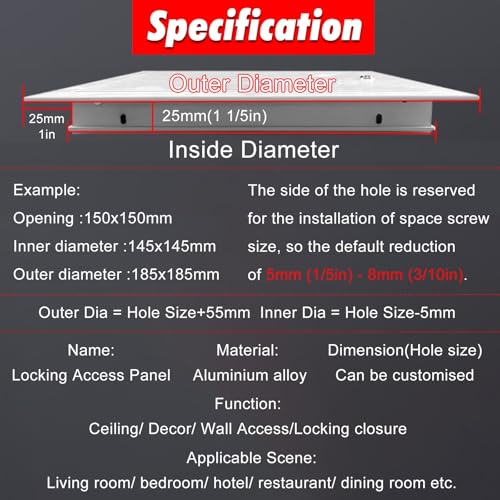 Panneau d'accès en aluminium 40x85cm pour plafond de cloison sèche - 4