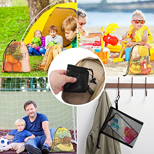 12 Pieces 6 color Mesh Bags with Clips Nylon Mesh Bag Mesh Drawstring Stuff Bag with Cord Lock for Collecting Toys Laundry Sports Gym Beach Travel2
