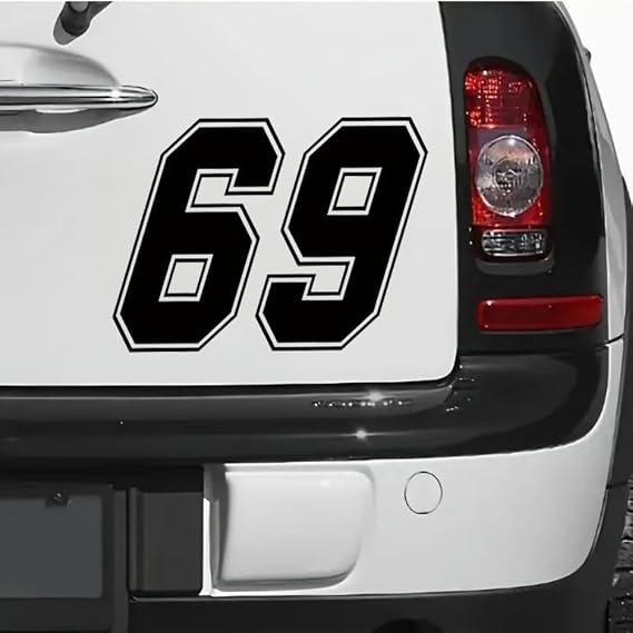 2Pack Racing Number 69 Vinyl Decals 5.91x4.33 for Car, Motorcycle, Truck, Window, Auto Design Stickers, Waterproof & Durable Car Decal Sticker |#AZ99 (Black)