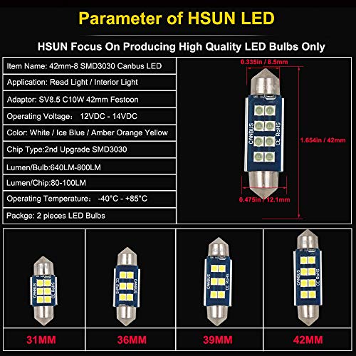 HSUN 42mm LED Festoon Interior Bulbs Ice Blue 2 Pack miniatura 5