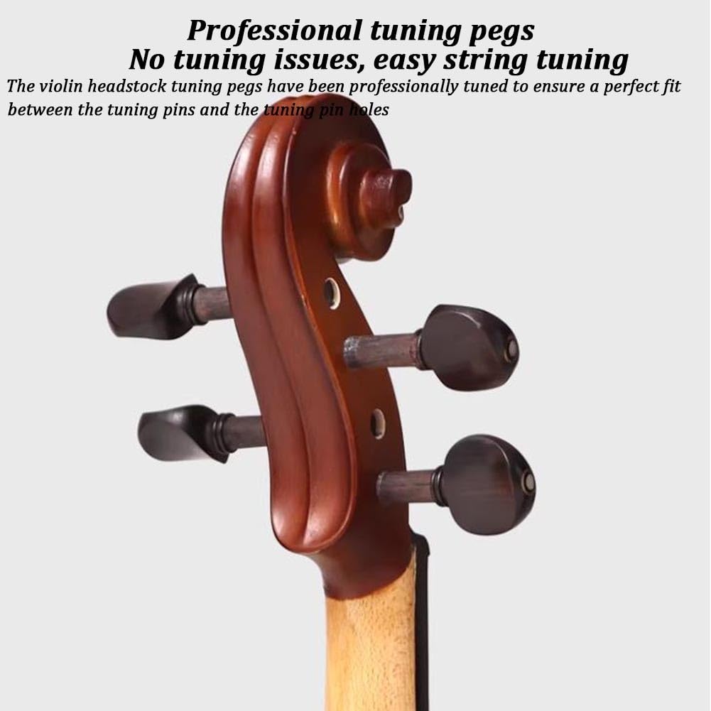 Set Per Violino 4/4, Violino Standard In Legno Massello Per Principianti, Adulti E Studenti, Con Custodia Rigida, Spalliera, Pece, Archetti, Accordatore A Clip E Corde Extra(4/4)