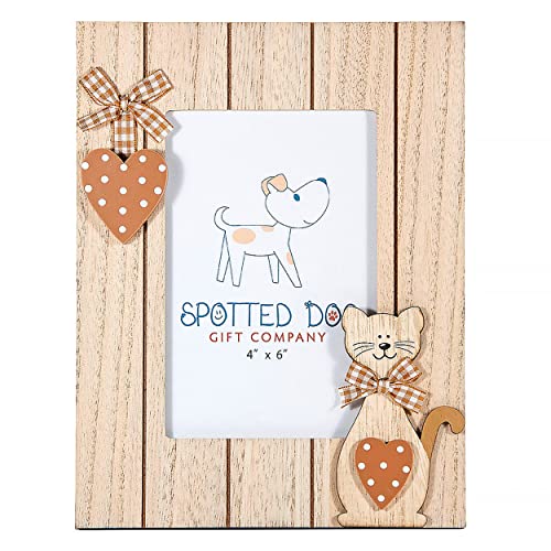 SPOTTED DOG GIFT COMPANY - Cadre Photo en Bois 10 x 15 cm avec Chat Deco, Animal de Compagnie Chaton Décoration Maison idée Cadeau pour Amateurs d'animaux